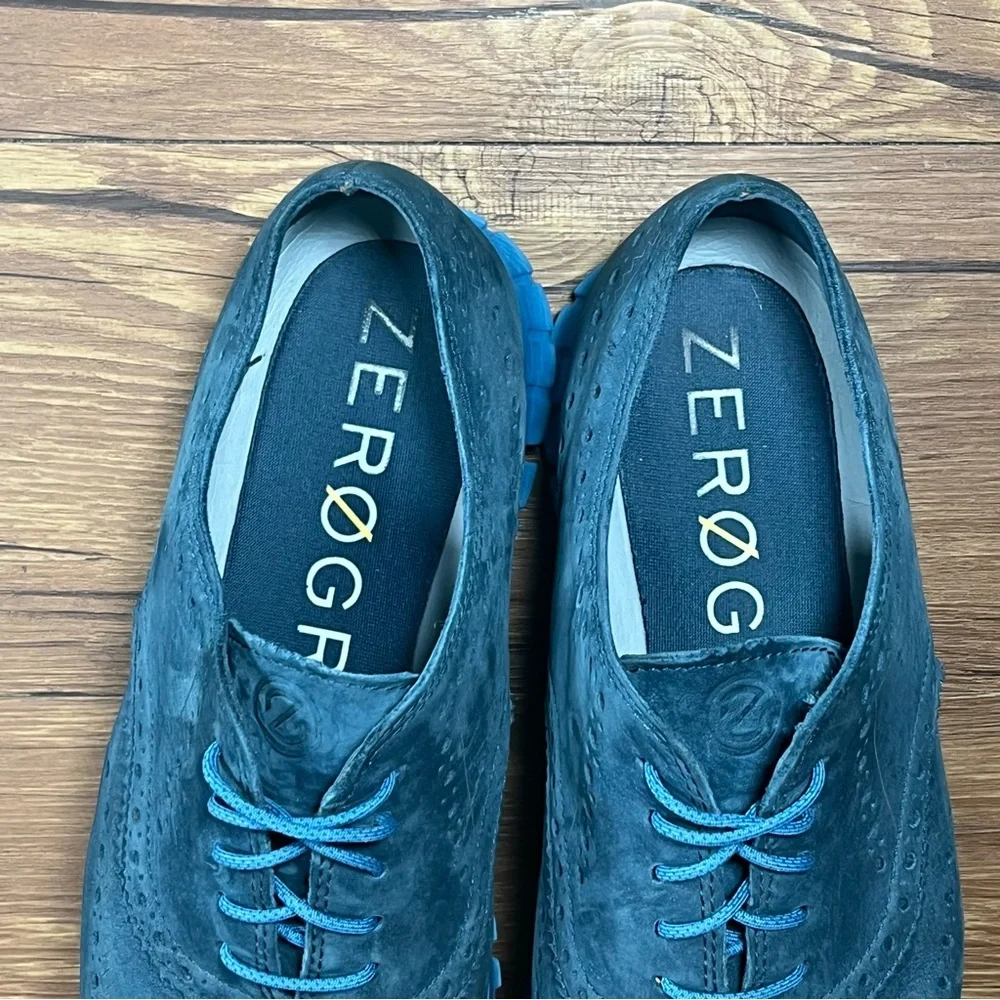 COLE HAAN ZeroGrand Blue Suede Wingtips Dress Shoes Men’s Size 11 Oxford Sneaker